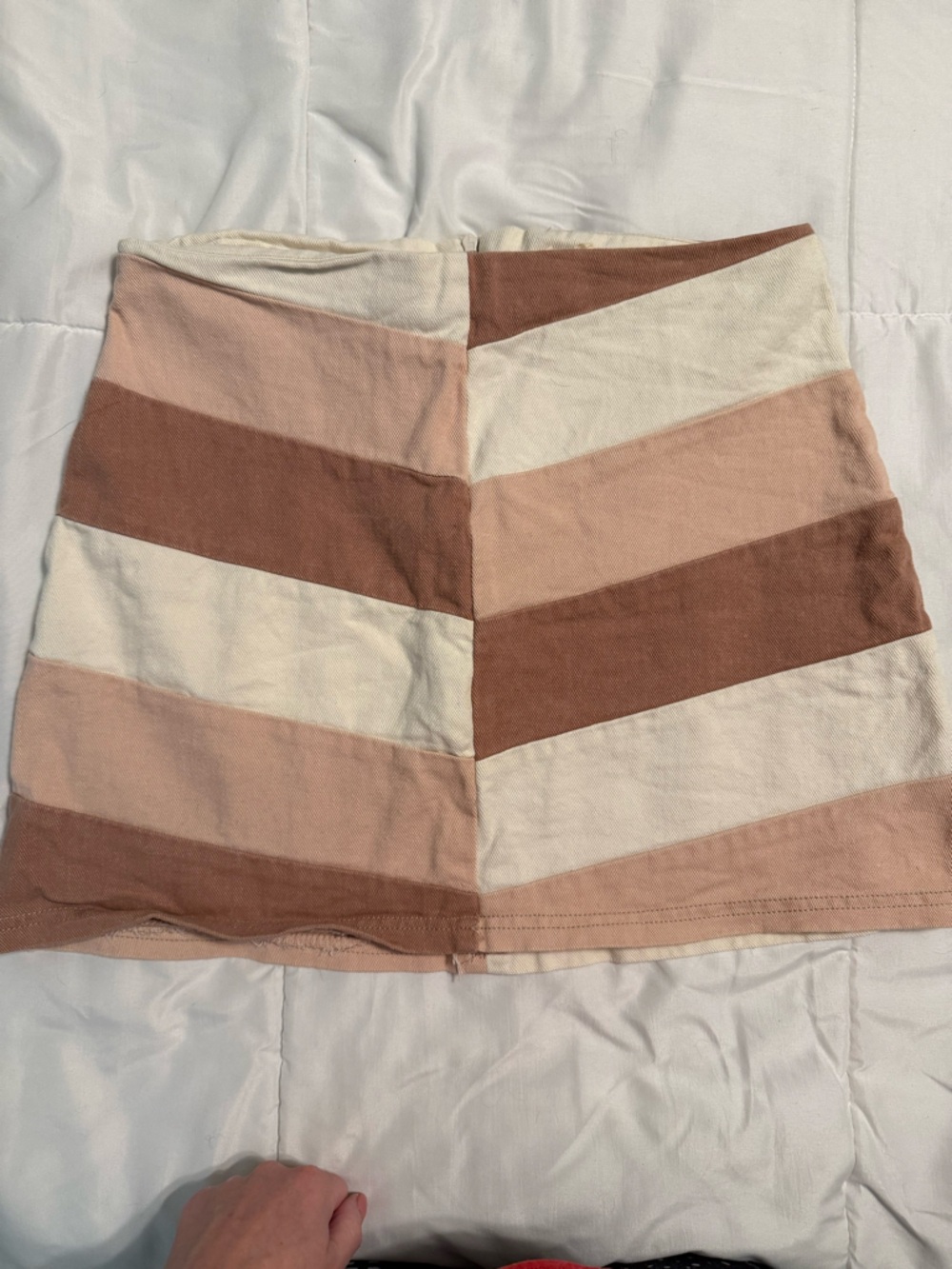 Striped Mini Skirt in Cream and Blush Pink